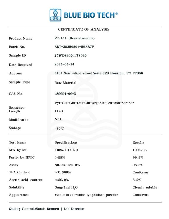 Picture of PT-141 (Bremelanotide) – Melanocortin Receptor Agonist-10mg